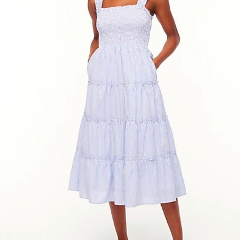J. Crew Smocked tiered midi summer dress sz XL